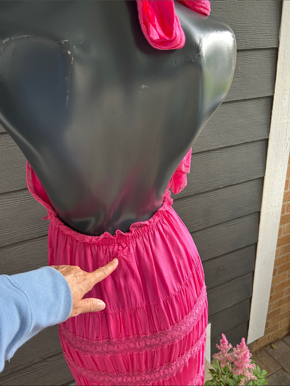 LoveShackFancy Hot Pink Halter Maxi Dress - As Is - Picture 14 of 16